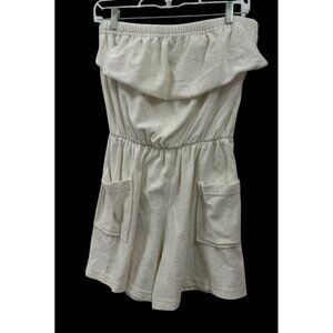 Vintage 70s White Terry Cloth Romper Tube Top Swim Cover Up Size Large